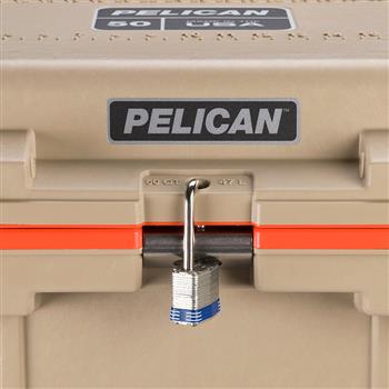 Pelican™ 50 Quart Elite Cooler with a padlock hasp (Padlock not included)