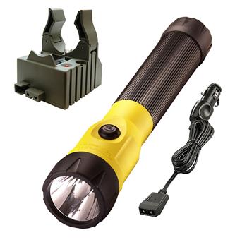 Yellow Streamlight PolyStinger LED Rechargeable Flashlight with DC charge cord and one base