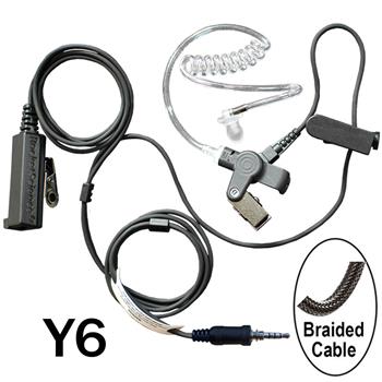 Director Surveillance Radio Earpiece with Braided Cable and Y6 Connector