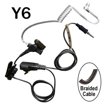 Signal Surveillance Radio Earpiece with Braided Cable and a Y6 Connector