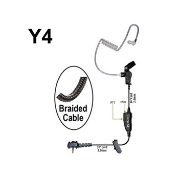 Star Surveillance Radio Earpiece with Braided Cable and a Y4 Connector