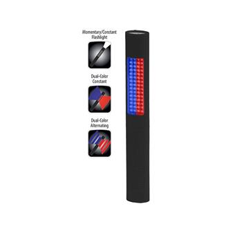 Nightstick 1170 Flashlight has a tight-beam flashlight and a wide-angle two colored flashing safety light 