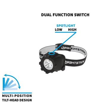 Nightstick 4605B Multi-Function Headlamp high and low brightness spot light