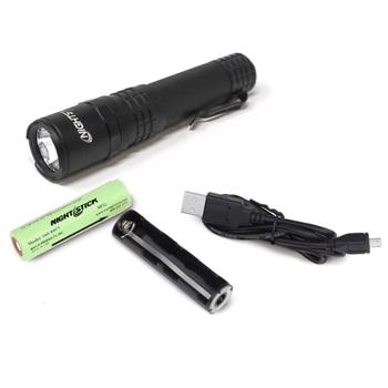 Nightstick 558XL Tactical Flashlight includes battery, USB cable and battery cable