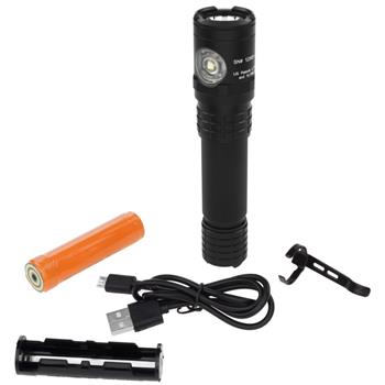 Nightstick 578XL Rechargeable Flashlight includes battery, battery carrier and USB charging cord