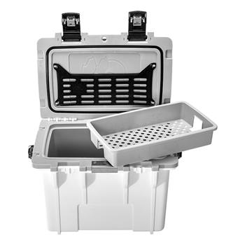 Pelican™ 14 Qt Cooler with lid organized and tray