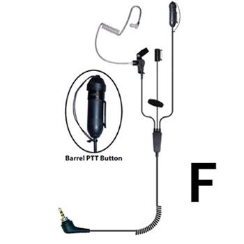 Stealth Cell Phone Earpiece w/Barrel PTT Button and F Connector