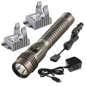 Streamlight Strion DS HL rechargeable flashlight with AC/DC charge cords and two bases