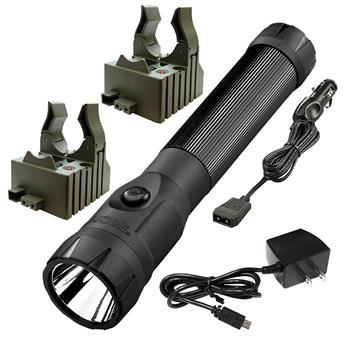 Black Streamlight PolyStinger LED Rechargeable Flashlight with AC/DC Charge Cords and 2 Bases