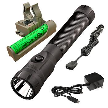 Black Streamlight PolyStinger LED Rechargeable Flashlight with AC/DC Charge Cords and 1 PiggyBack Base