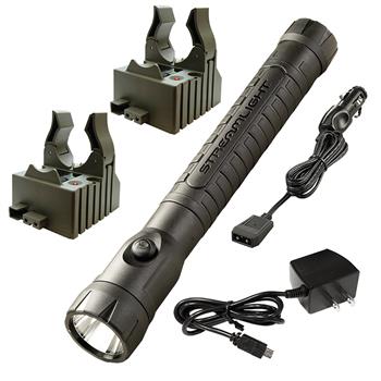 Black Streamlight PolyStinger LED HAZ-LO Rechargeable Flashlight with AC/DC Charge Cords and 2 Bases